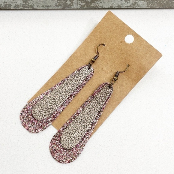 Jewelry - Glitter print teardrop hand made earrings